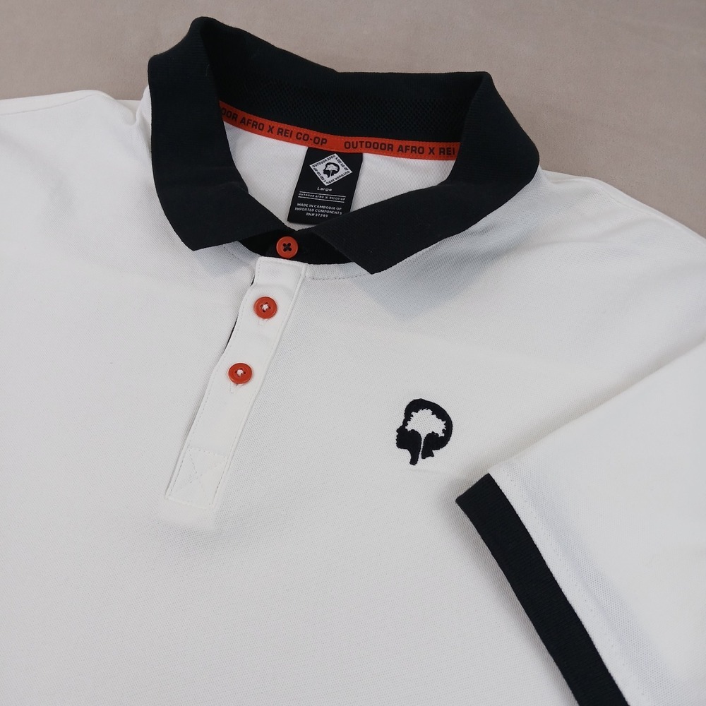 REI CO-OP Outdoor Afro‎ Large Mens Polo Shirt Pique Knit 23x28